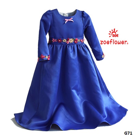 gaun pesta ungu anak lengan panjang